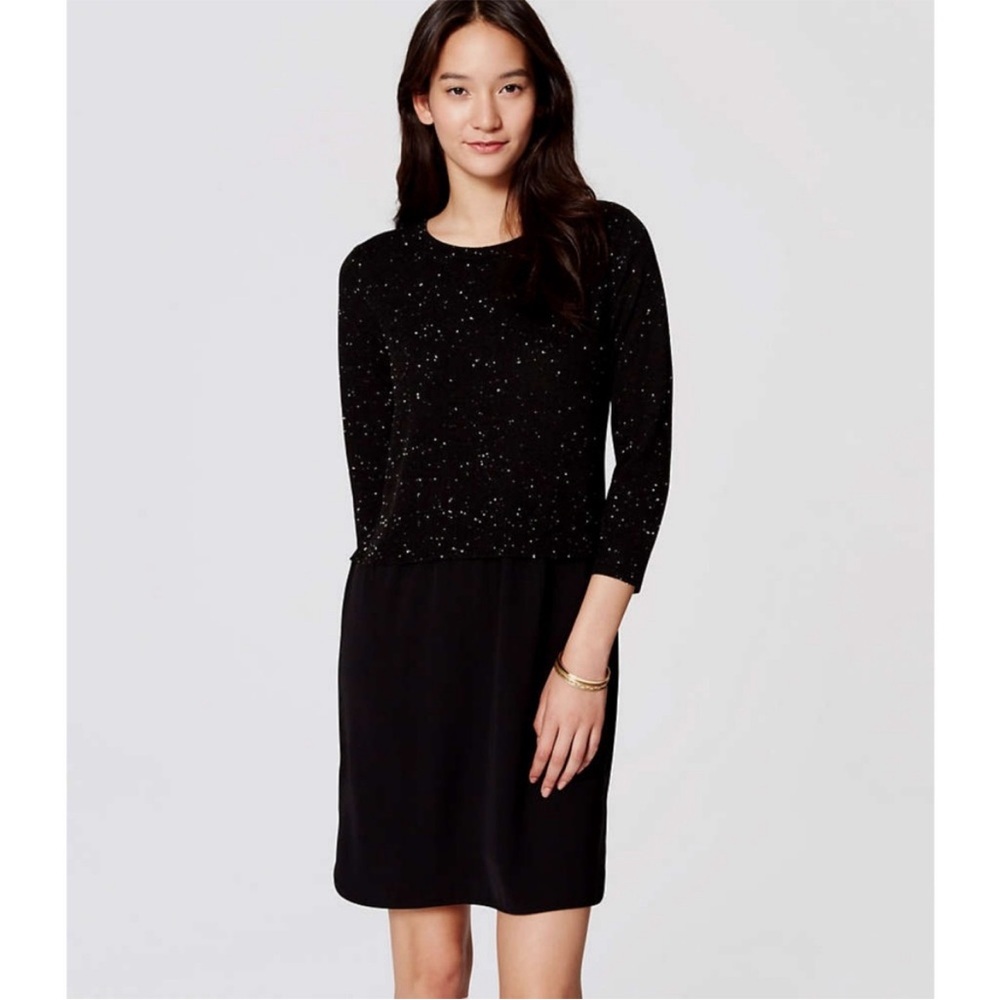 Loft Dress Size Medium Black with white speckles
